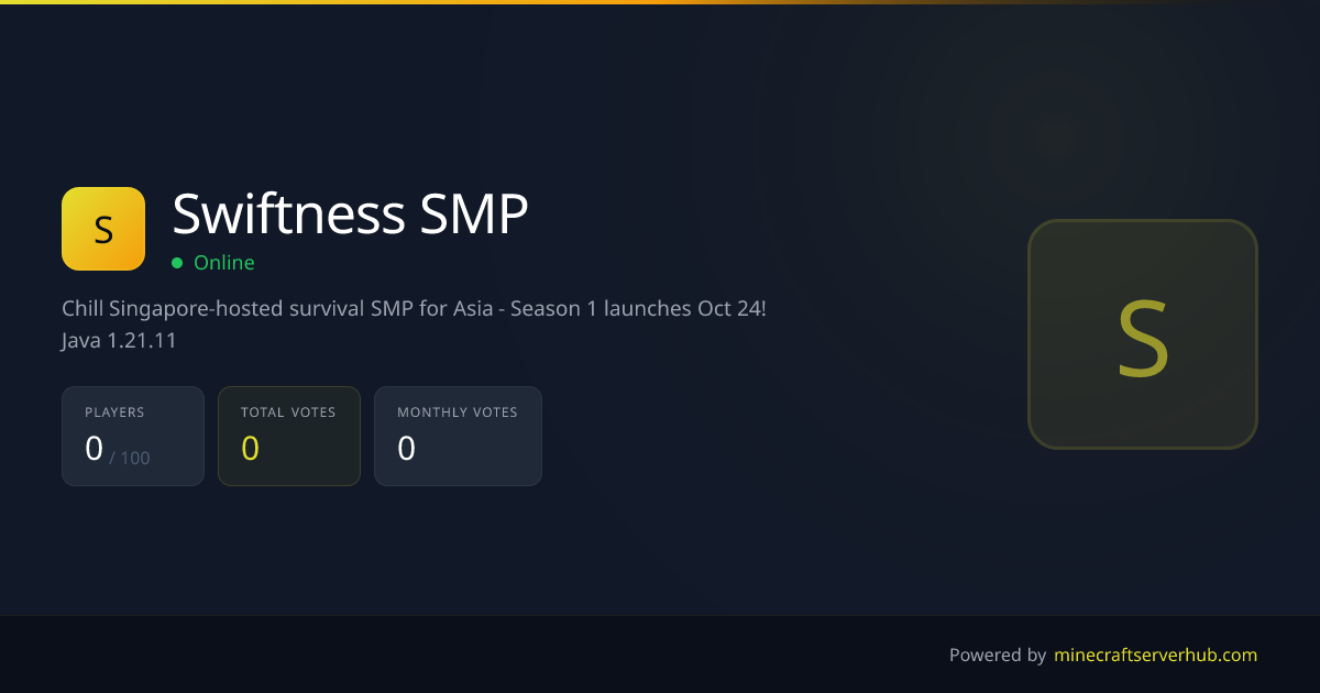 Swiftness SMP Minecraft Server - IP, Vote & Reviews | Minecraft Server Hub