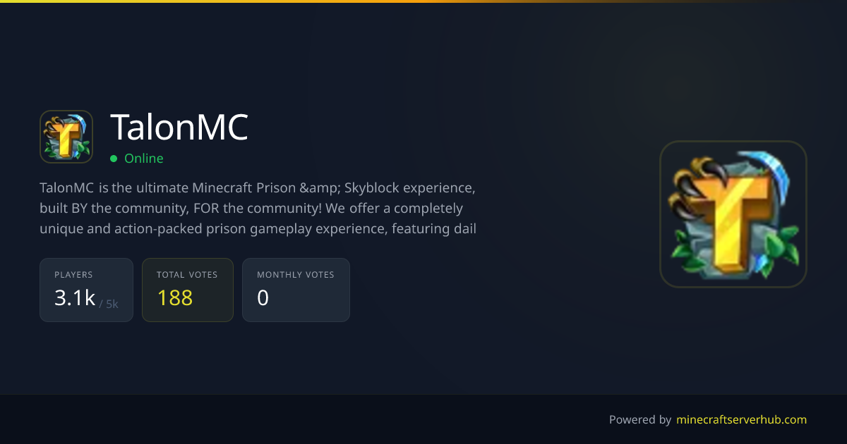 TalonMC Minecraft Server - IP, Vote & Reviews | Minecraft Server Hub